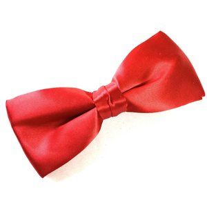 BOWTIE Clip on  Red Satin Vintage NOS